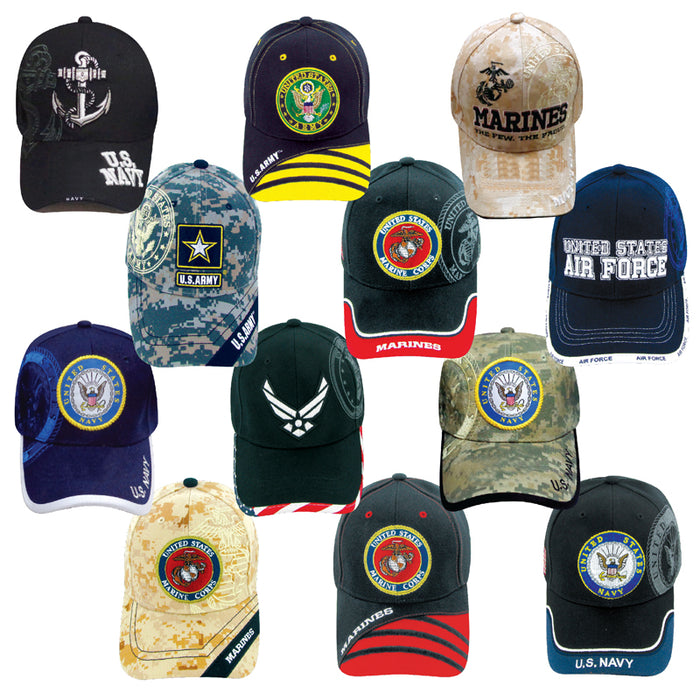 Officially Licensed Military Caps 96 pc Display