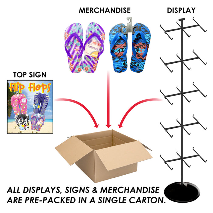 144pc Boys / Girls / Mens / Ladies Flip Flops Display