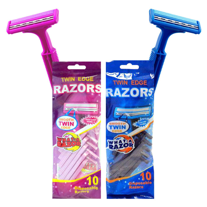 10 Pack Twin Blade Razors 144 Pc Display