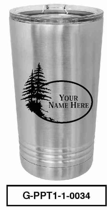 'PINE TREE' POLAR CAMEL 16oz VACUUM INSULATED TUMBLER WITH CLEAR LID -