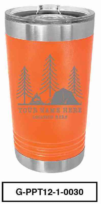 'CAMP SCENERY'  POLAR CAMEL 16oz VACUUM INSULATED TUMBLER WITH CLEAR LID -