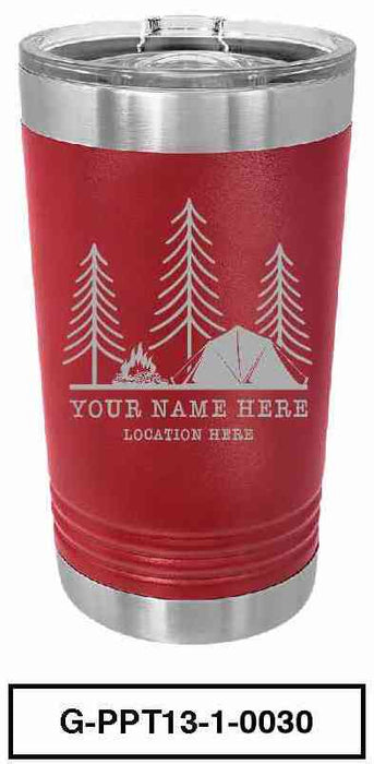 'CAMP SCENERY'  POLAR CAMEL 16oz VACUUM INSULATED TUMBLER WITH CLEAR LID -