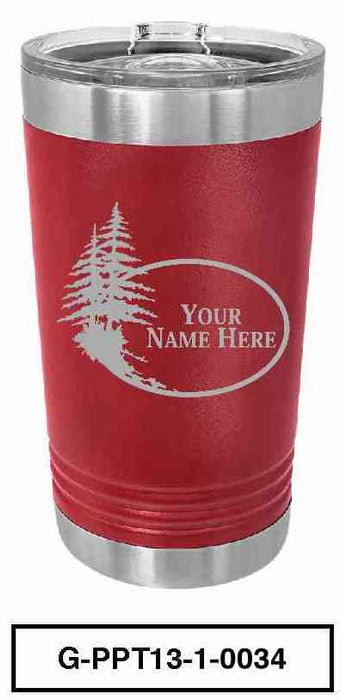 'PINE TREE'  POLAR CAMEL 16oz VACUUM INSULATED TUMBLER WITH CLEAR LID -