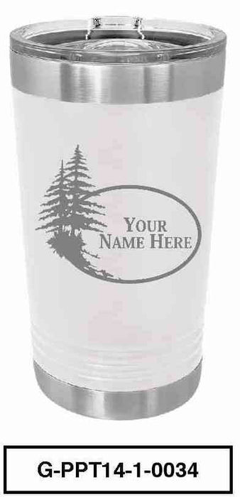 'PINE TREE'  POLAR CAMEL 16oz VACUUM INSULATED TUMBLER WITH CLEAR LID -