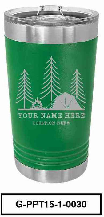 'CAMP SCENERY'  POLAR CAMEL 16oz VACUUM INSULATED TUMBLER WITH CLEAR LID -