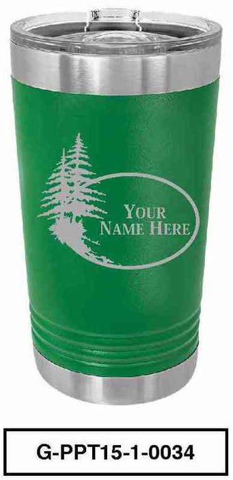 'PINE TREE'  POLAR CAMEL 16oz VACUUM INSULATED TUMBLER WITH CLEAR LID -