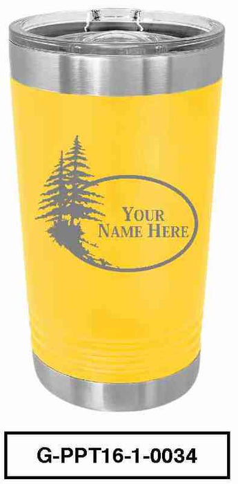 'PINE TREE'  POLAR CAMEL 16oz VACUUM INSULATED TUMBLER WITH CLEAR LID -