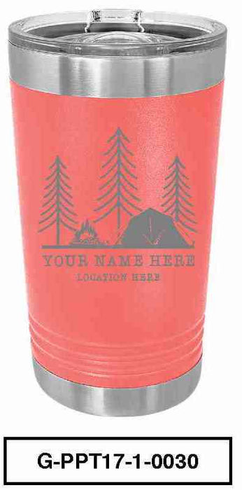 'CAMP SCENERY'  POLAR CAMEL 16oz VACUUM INSULATED TUMBLER WITH CLEAR LID -