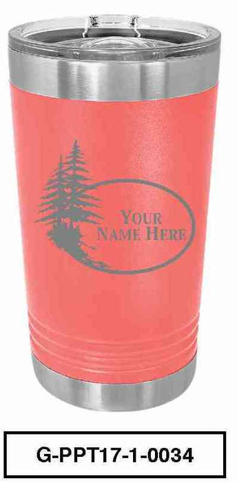 'PINE TREE'  POLAR CAMEL 16oz VACUUM INSULATED TUMBLER WITH CLEAR LID -