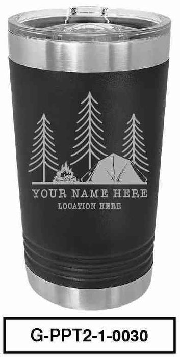 'CAMP SCENERY'  POLAR CAMEL 16oz VACUUM INSULATED TUMBLER WITH CLEAR LID -
