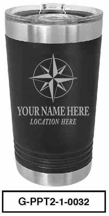 'COMPASS'  POLAR CAMEL 16oz VACUUM INSULATED TUMBLER WITH CLEAR LID -