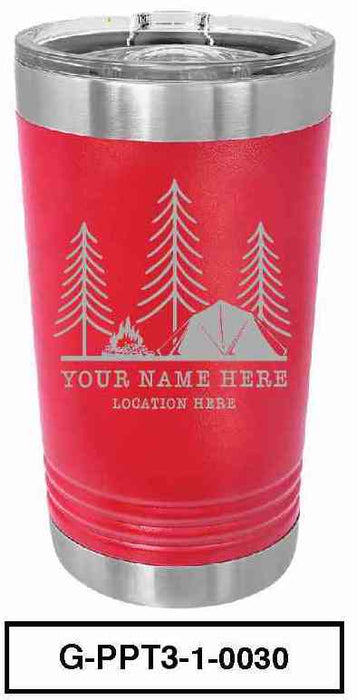 'CAMP SCENERY'  POLAR CAMEL 16oz VACUUM INSULATED TUMBLER WITH CLEAR LID -
