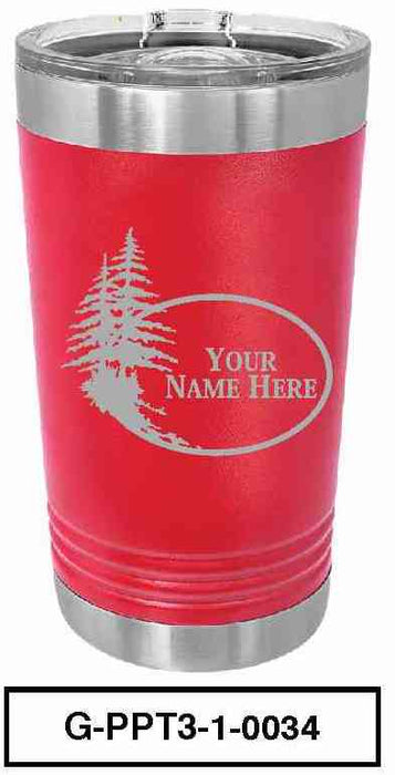 'PINE TREE'  POLAR CAMEL 16oz VACUUM INSULATED TUMBLER WITH CLEAR LID -