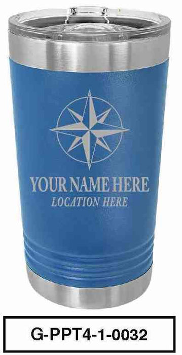 'COMPASS'  POLAR CAMEL 16oz VACUUM INSULATED TUMBLER WITH CLEAR LID -