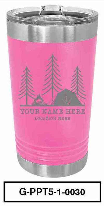 'CAMP SCENERY'  POLAR CAMEL 16oz VACUUM INSULATED TUMBLER WITH CLEAR LID -
