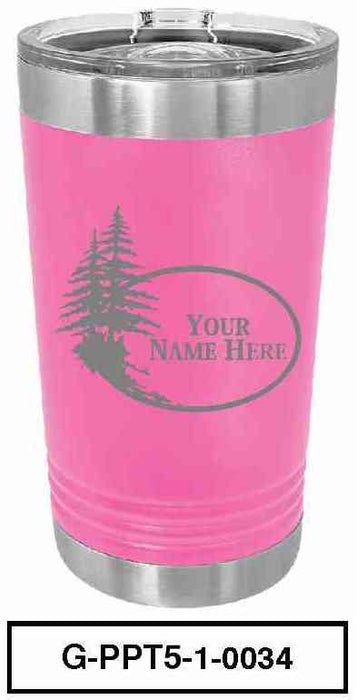 'PINE TREE'  POLAR CAMEL 16oz VACUUM INSULATED TUMBLER WITH CLEAR LID -