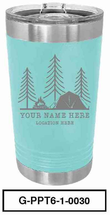 'CAMP SCENERY'  POLAR CAMEL 16oz VACUUM INSULATED TUMBLER WITH CLEAR LID -