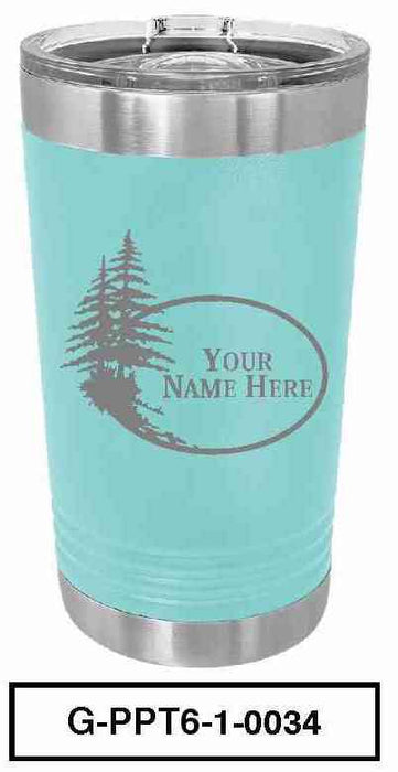 'PINE TREE'  POLAR CAMEL 16oz VACUUM INSULATED TUMBLER WITH CLEAR LID -