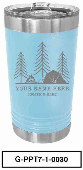 'CAMP SCENERY'  POLAR CAMEL 16oz VACUUM INSULATED TUMBLER WITH CLEAR LID -
