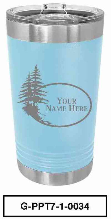 'PINE TREE'  POLAR CAMEL 16oz VACUUM INSULATED TUMBLER WITH CLEAR LID -