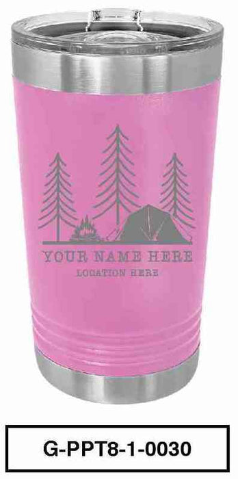 'CAMP SCENERY'  POLAR CAMEL 16oz VACUUM INSULATED TUMBLER WITH CLEAR LID -
