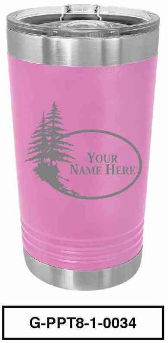 'PINE TREE'  POLAR CAMEL 16oz VACUUM INSULATED TUMBLER WITH CLEAR LID -