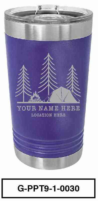 'CAMP SCENERY'  POLAR CAMEL 16oz VACUUM INSULATED TUMBLER WITH CLEAR LID -