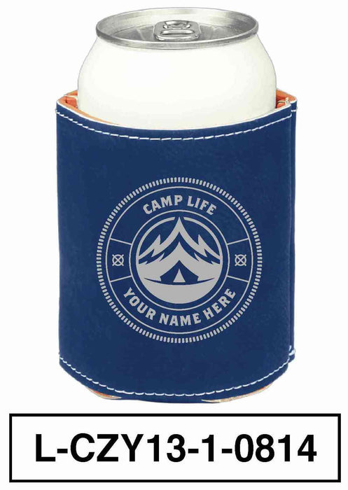 LEATHERETTE CAN COZY - "CAMP LIFE"