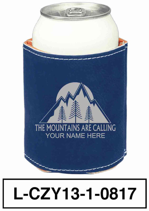 LEATHERETTE CAN COZY - "MOUNTAINS ARE CALLING"