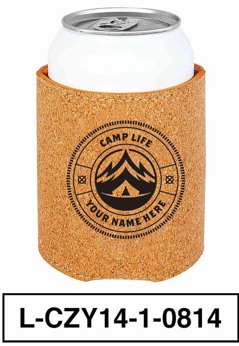 LEATHERETTE CAN COZY - "CAMP LIFE"