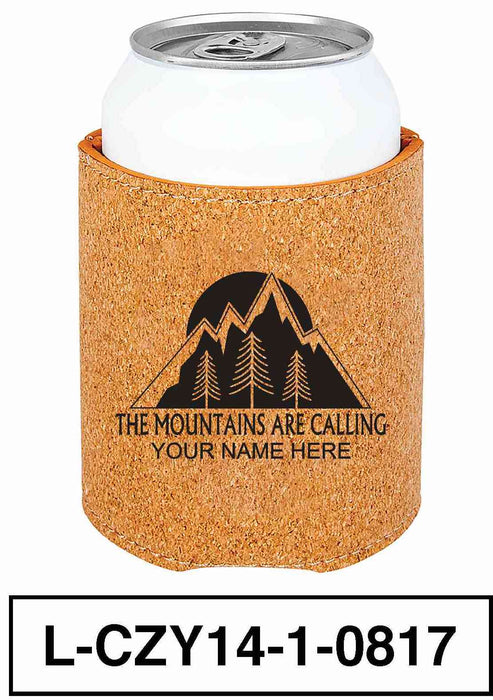 LEATHERETTE CAN COZY - "MOUNTAINS ARE CALLING"