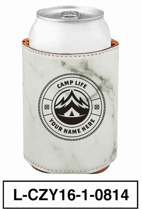 LEATHERETTE CAN COZY - "CAMP LIFE"