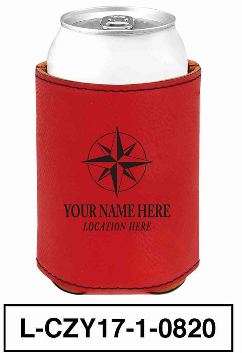 LEATHERETTE CAN COZY - "COMPASS"