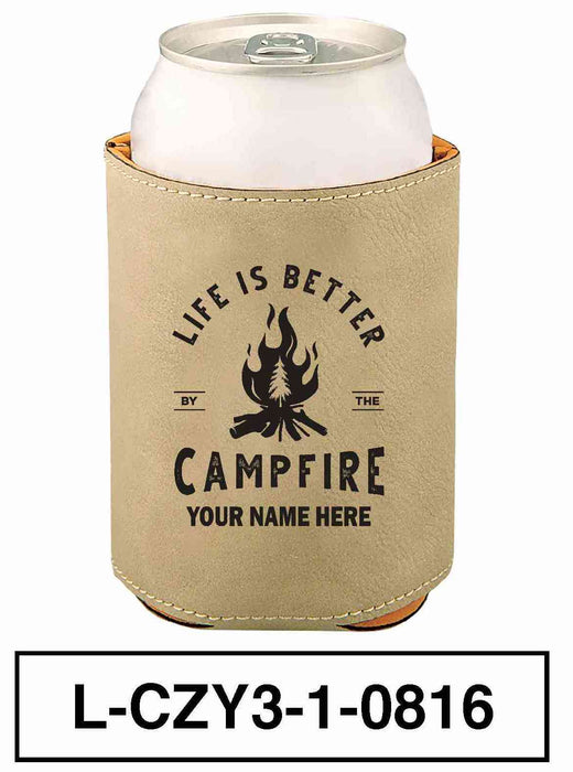 LEATHERETTE CAN COZY - "LIFE IS BETTER"