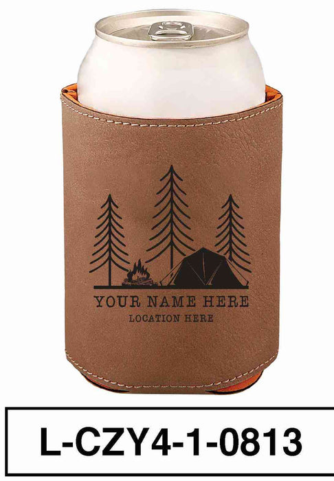 LEATHERETTE CAN COZY - "CAMP SCENERY"