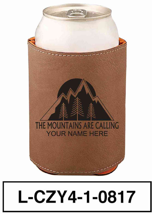 LEATHERETTE CAN COZY - "MOUNTAINS ARE CALLING"