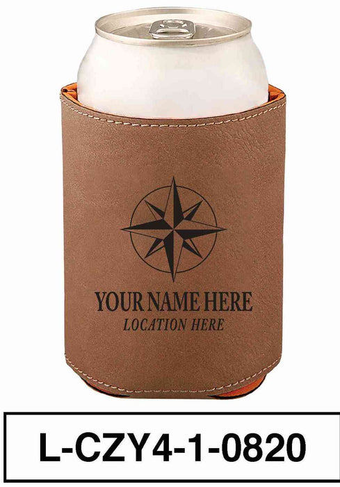 LEATHERETTE CAN COZY - "COMPASS"