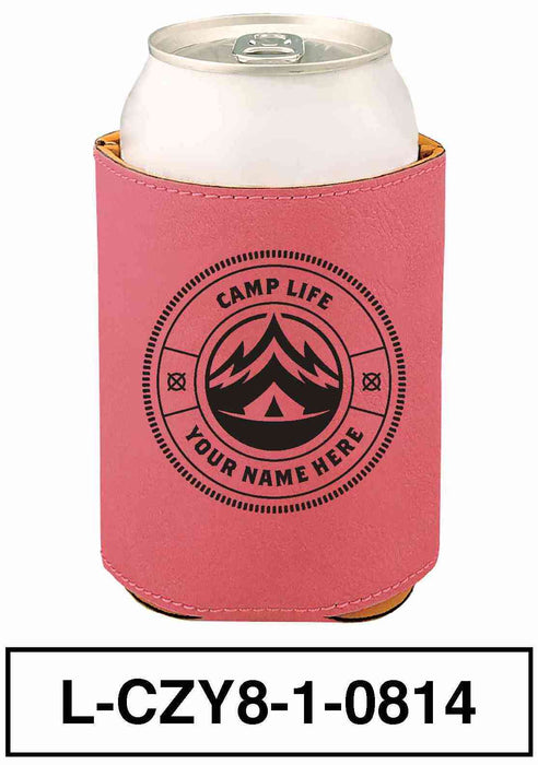 LEATHERETTE CAN COZY - "CAMP LIFE"