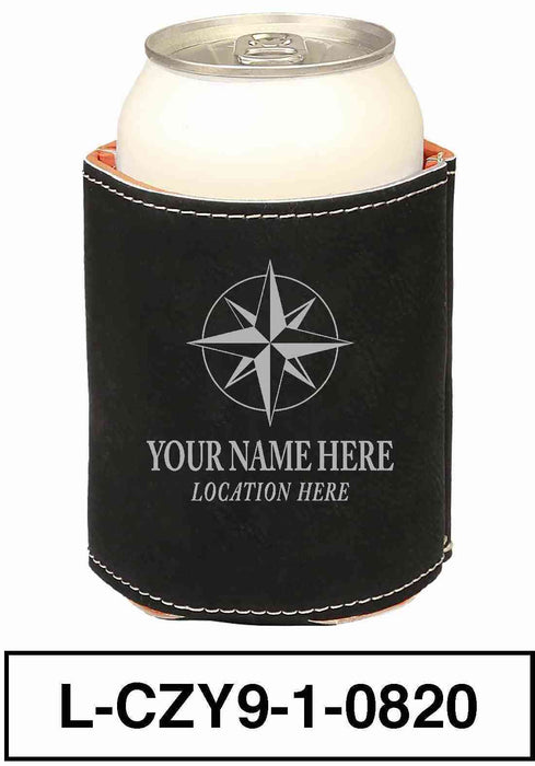 LEATHERETTE CAN COZY - "COMPASS"