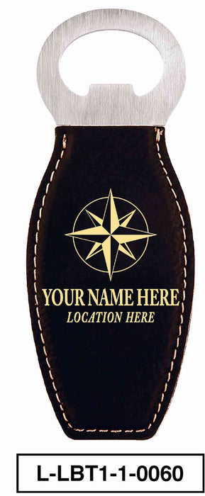 LEATHERETTE BOTTLE OPENER MAGNET - "COMPASS"