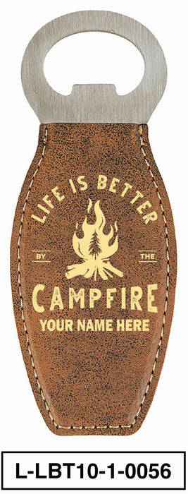 LEATHERETTE BOTTLE OPENER MAGNET - "LIFE IS BETTER"
