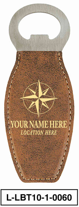 LEATHERETTE BOTTLE OPENER MAGNET - "COMPASS"