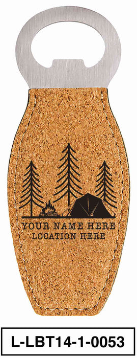 LEATHERETTE BOTTLE OPENER MAGNET - "CAMP SCENERY"