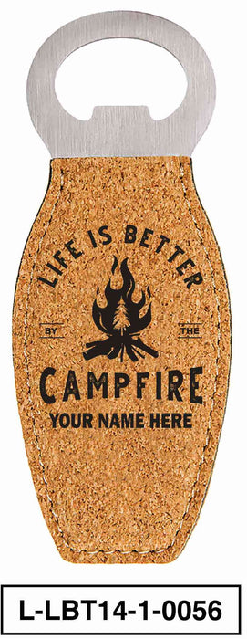 LEATHERETTE BOTTLE OPENER MAGNET - "LIFE IS BETTER"