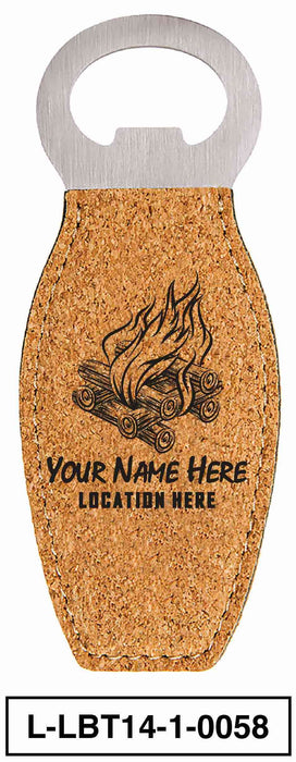 LEATHERETTE BOTTLE OPENER MAGNET - "BONFIRE"
