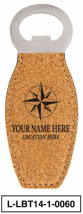 LEATHERETTE BOTTLE OPENER MAGNET - "COMPASS"