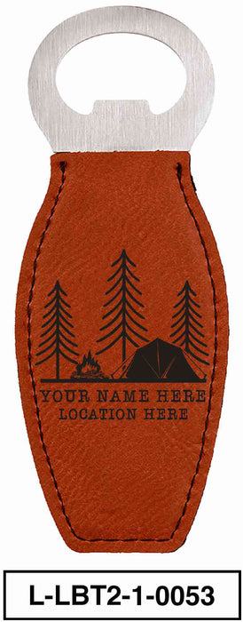 LEATHERETTE BOTTLE OPENER MAGNET - "CAMP SCENERY"