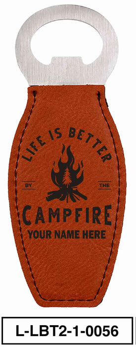 LEATHERETTE BOTTLE OPENER MAGNET - "LIFE IS BETTER"