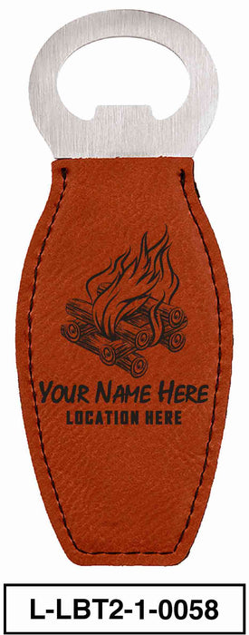 LEATHERETTE BOTTLE OPENER MAGNET - "BONFIRE"