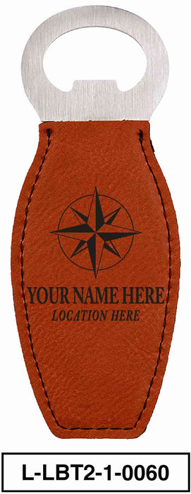 LEATHERETTE BOTTLE OPENER MAGNET - "COMPASS"